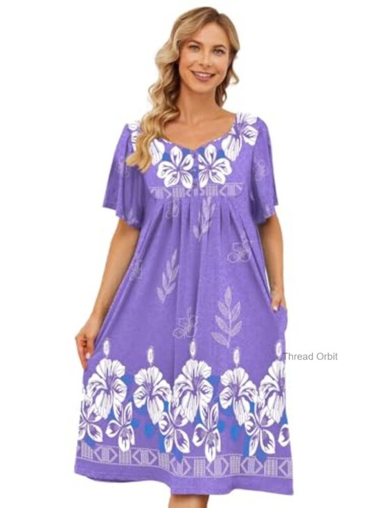 Other - Womens House Dress with Pockets Short Sleeve Moo Moo Nightgown Sleepshirt